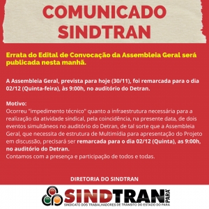 COMUNICADO SINDTRAN