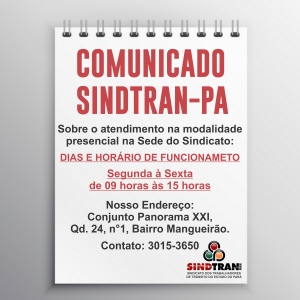 COMUNICADO SINDTRAN