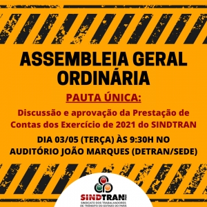 ASSEMBLEIA GERAL ORDINÁRIA DIA 03/05/2022