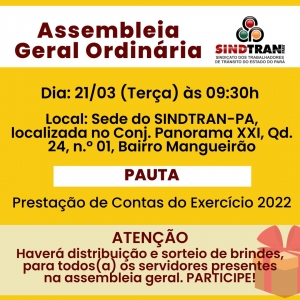 ASSEMBLEIA GERAL ORDINÁRIA - DIA 21/03/2023